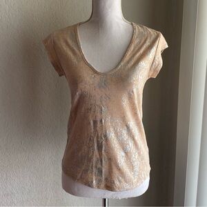 H&M Metallic Peach Short Sleeve Top